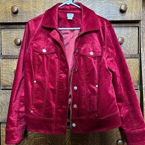 Chico's Red Velvet Jean Jacket